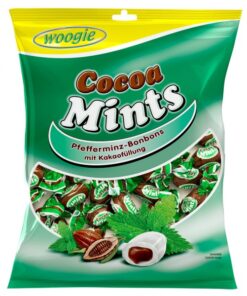 Cukríky Mint s kakaovou náplňou 150g Woogie